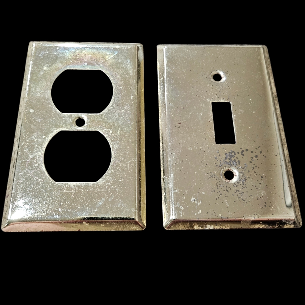 VTG‎ Polished Brass Light Switch Duplex Outlet Wall Plate Taiwan Mid Century